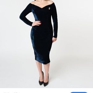 Unique Vintage Velvet Wiggle Dress